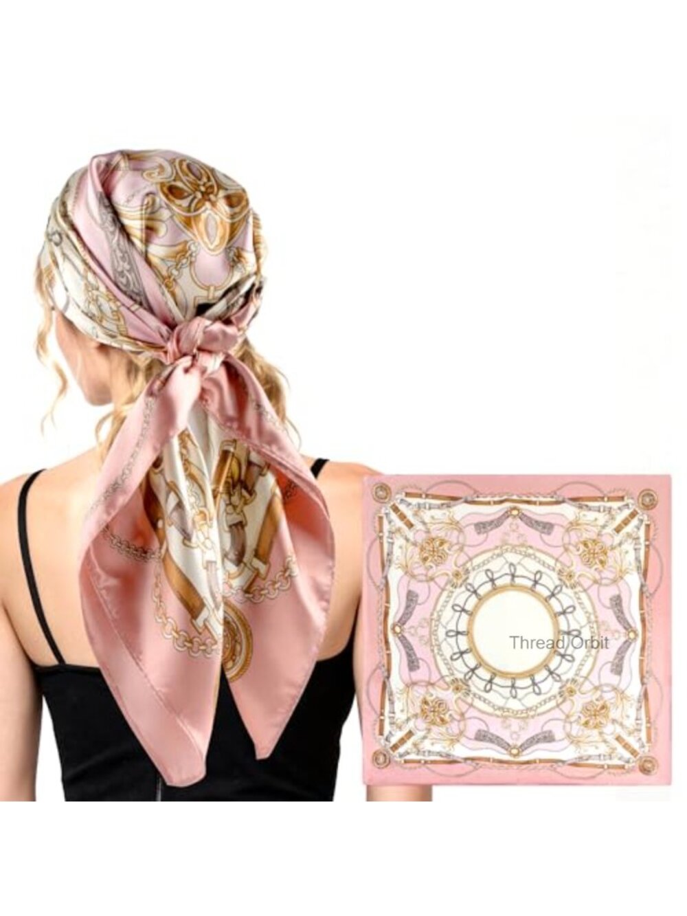 Satin-Silk Head Scarf Bandana 35 Inch Hair Scarf Travel Beach Wrap